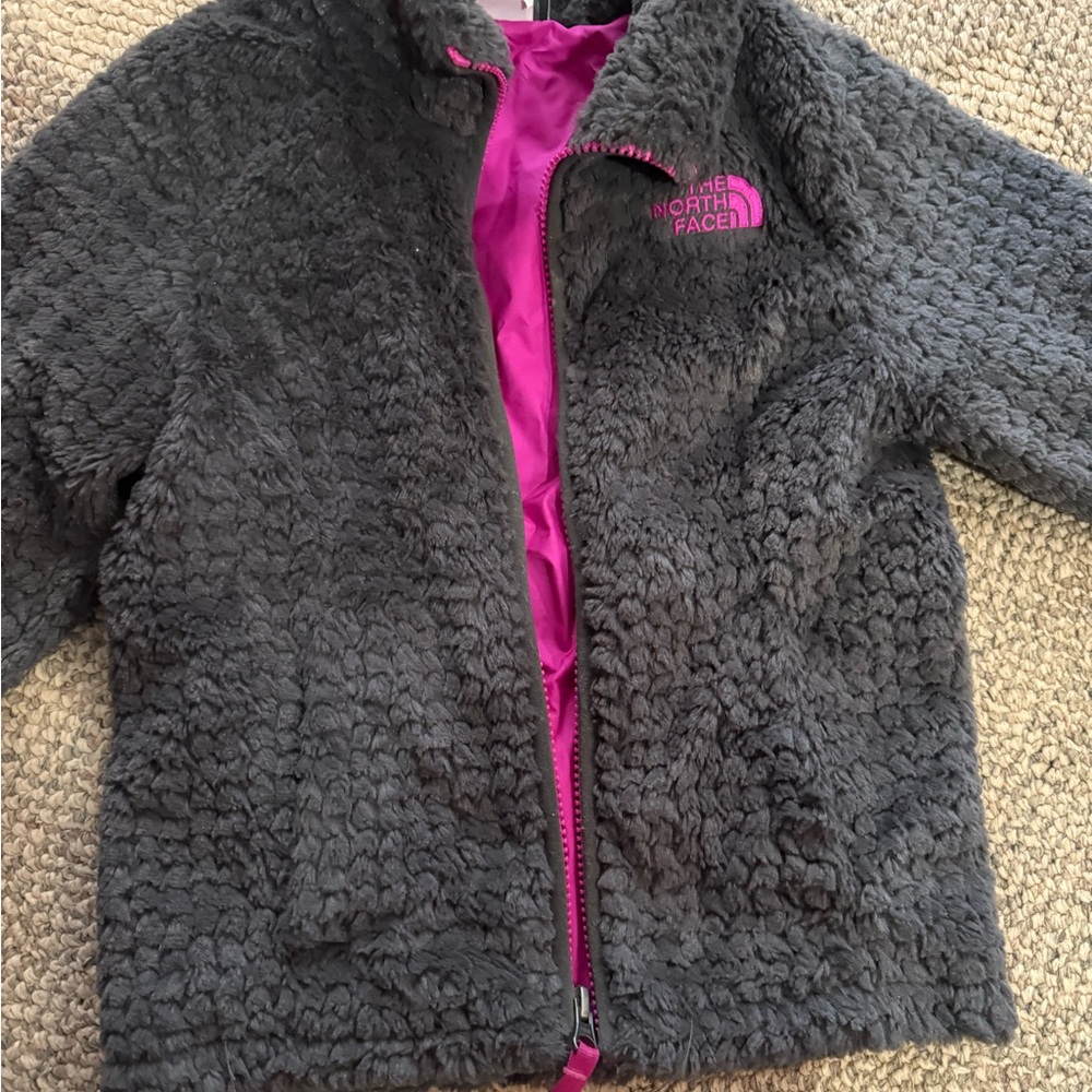 The North Face Kids Charcoal and Pink Fleece Jacket